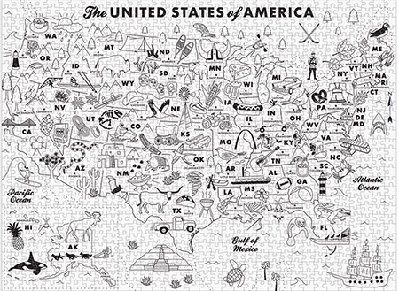 Zum Ausmalen - Landkarte USA