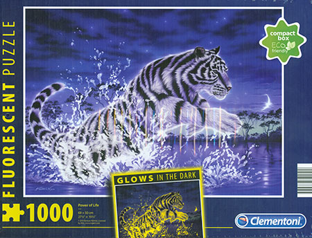 Clementoni Effekt Fluorescent Puzzle leuchtet im Dunkeln Schneetiger Tiger 