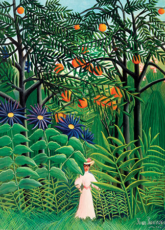 Frau in einem exotischen Wald von Henri Rousseau