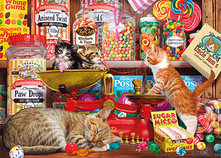 Katzen im Süßwarenladen