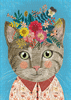 Katze mit Blumenschmuck