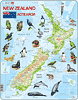 Physische Karte - Neuseeland mit Tieren