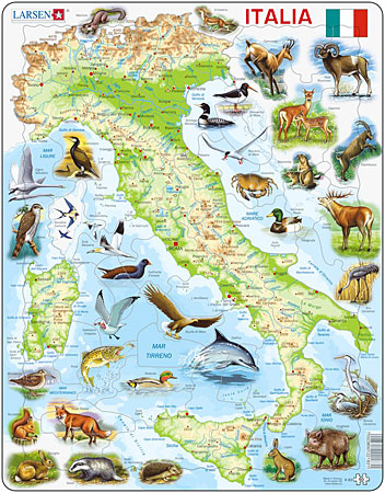 Physische Karte - Italien mit Tieren