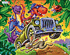 Dinosaurier auf Jeep Safari