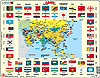 Lernkarte - Asien und Flaggen (politisch)