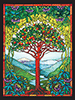 Glasfenster mit Baum