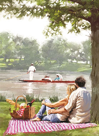 Romantisches Picknick am Fluss