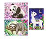 Panda, Lama, Faultier