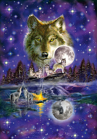 Wolf im Mondlicht