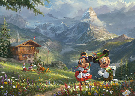 Kinkade - Disney Mickey & Minnie in den Alpen