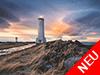 Magische Stimmung über dem Leuchtturm von Akranes, Island